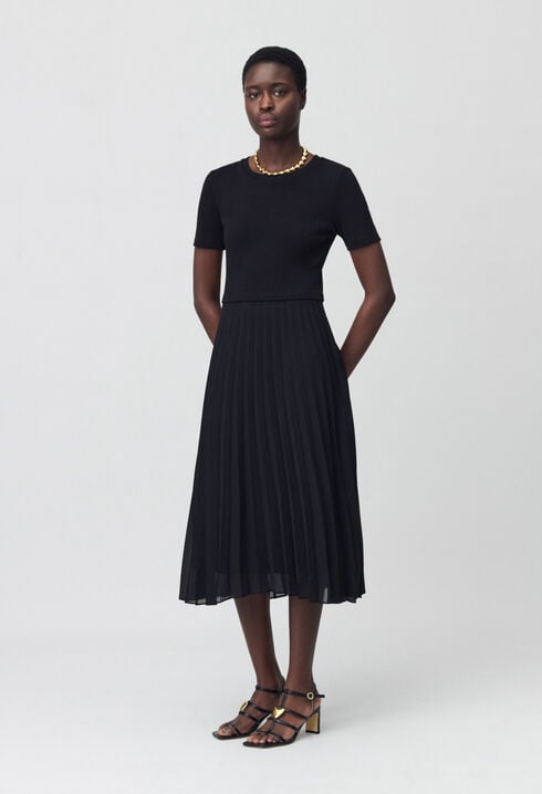 Langes Kleid Teli aus Materialmix
