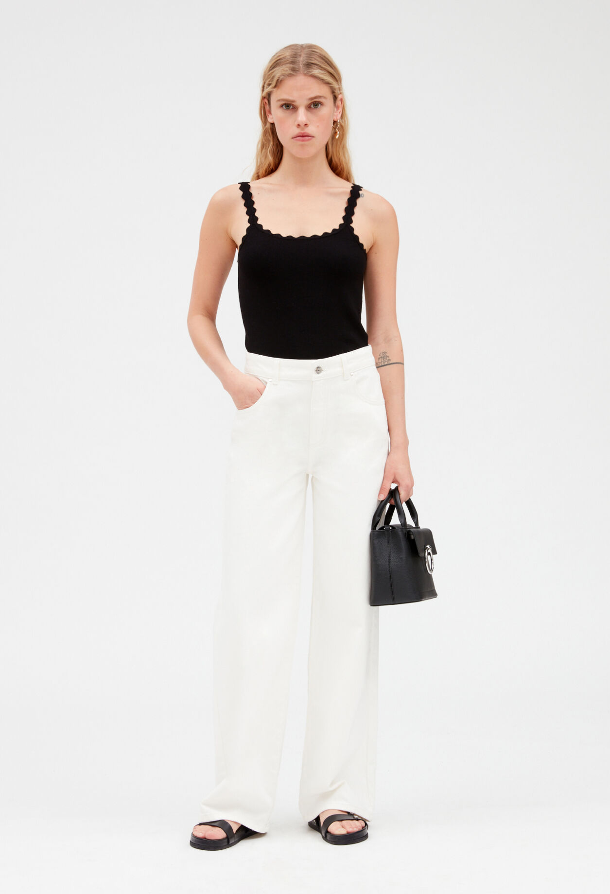 Short black knitted vest top