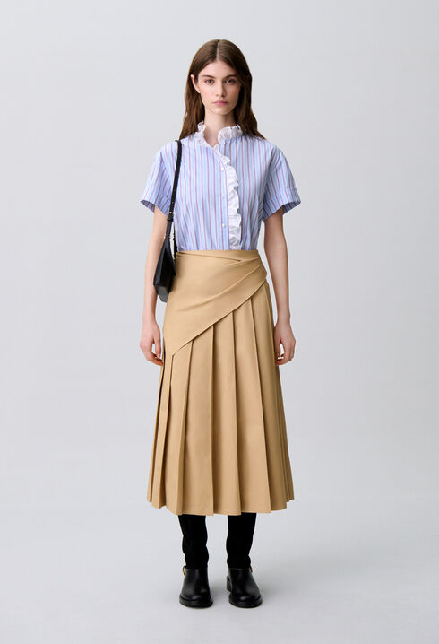 Chemise popeline ray&eacute;e volants