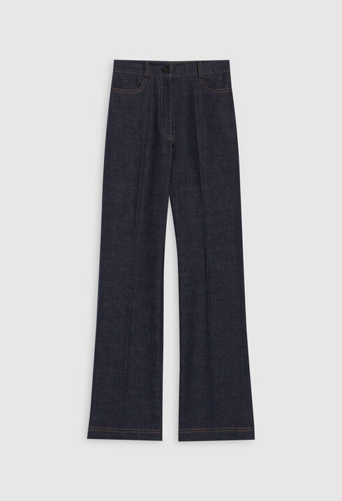 Blue denim long trousers