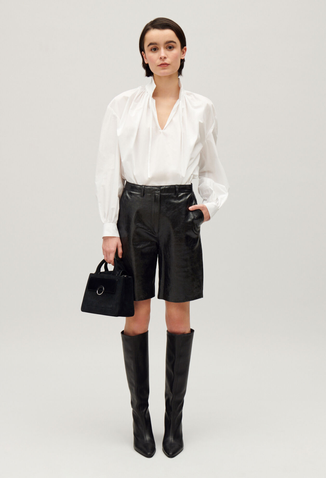 Bermuda cuir noir pour femme Claudie Pierlot