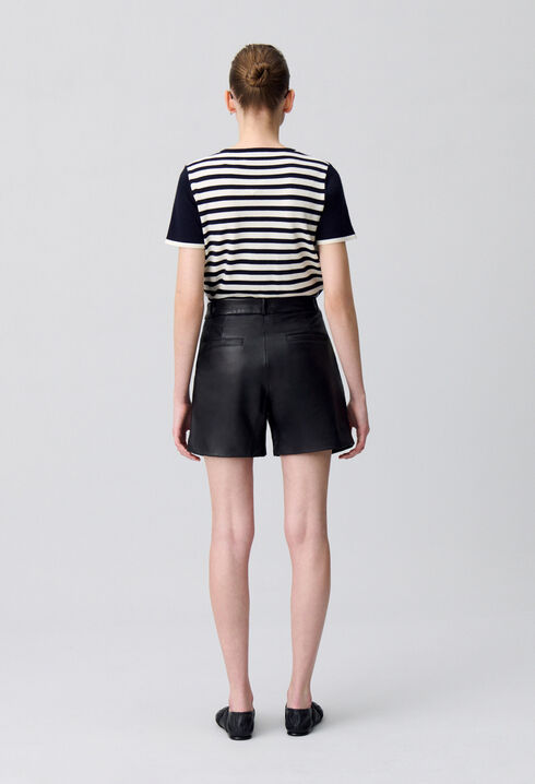 Schwarze Leder-Shorts 