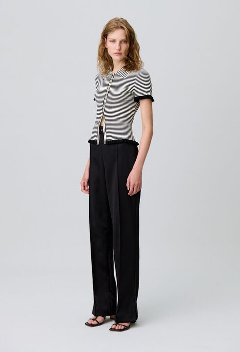 Top polo rayures boutonné