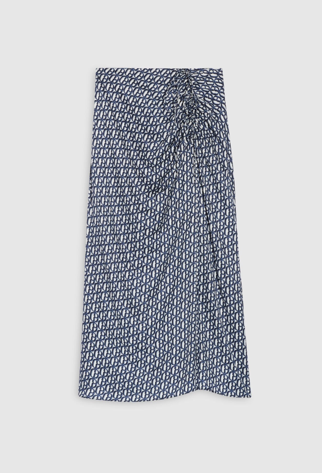 Jupe mi-longue monogramme bleue
