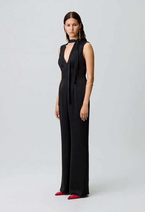 Fließender Satin-Jumpsuit