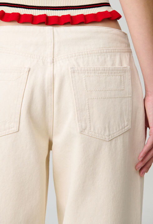 Denim-Jeans aus Baumwolle, Ecru