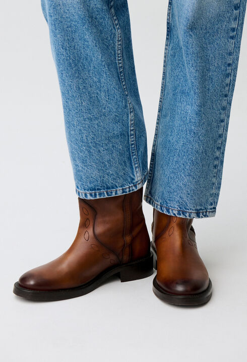 Bottines santiags cuir lisse