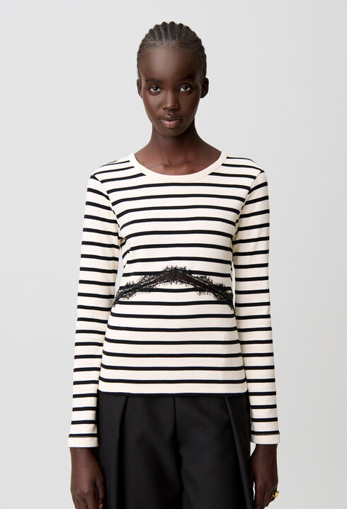 T-shirt marinière dentelle