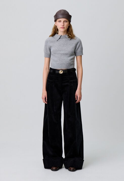 Pantalon large velours