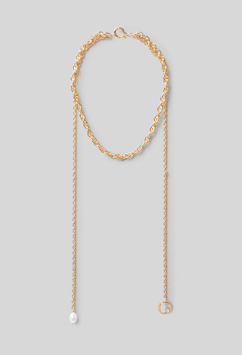 Collier double chaîne perle