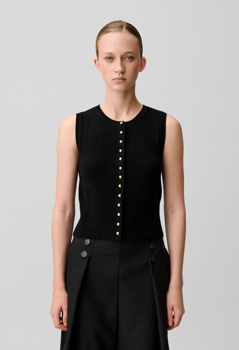 Top maille boutonn&eacute;