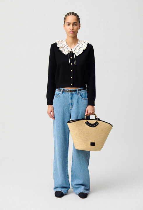 Fine Knit Cardigan with Collar