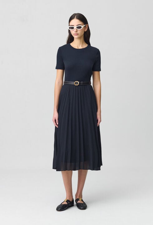 Langes Kleid Teli aus Materialmix