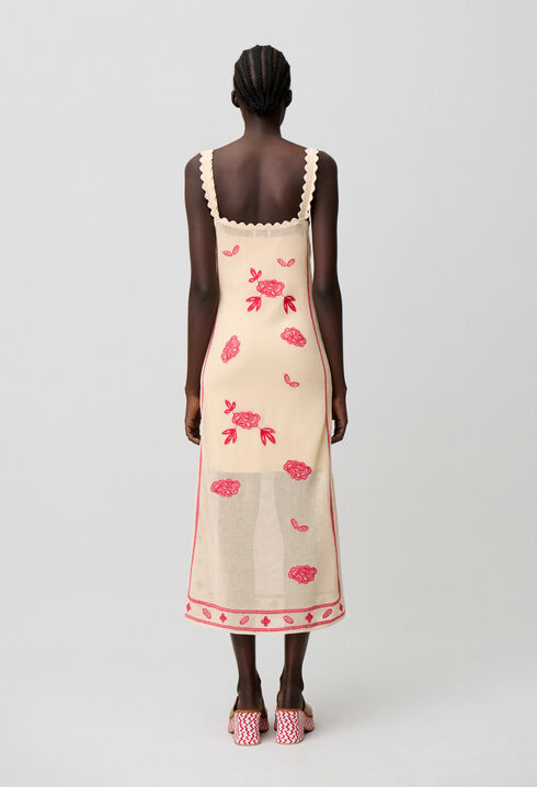 Floral embroidered midi dress