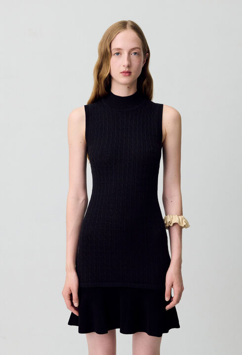 Ribbed Turtleneck Knit Dress