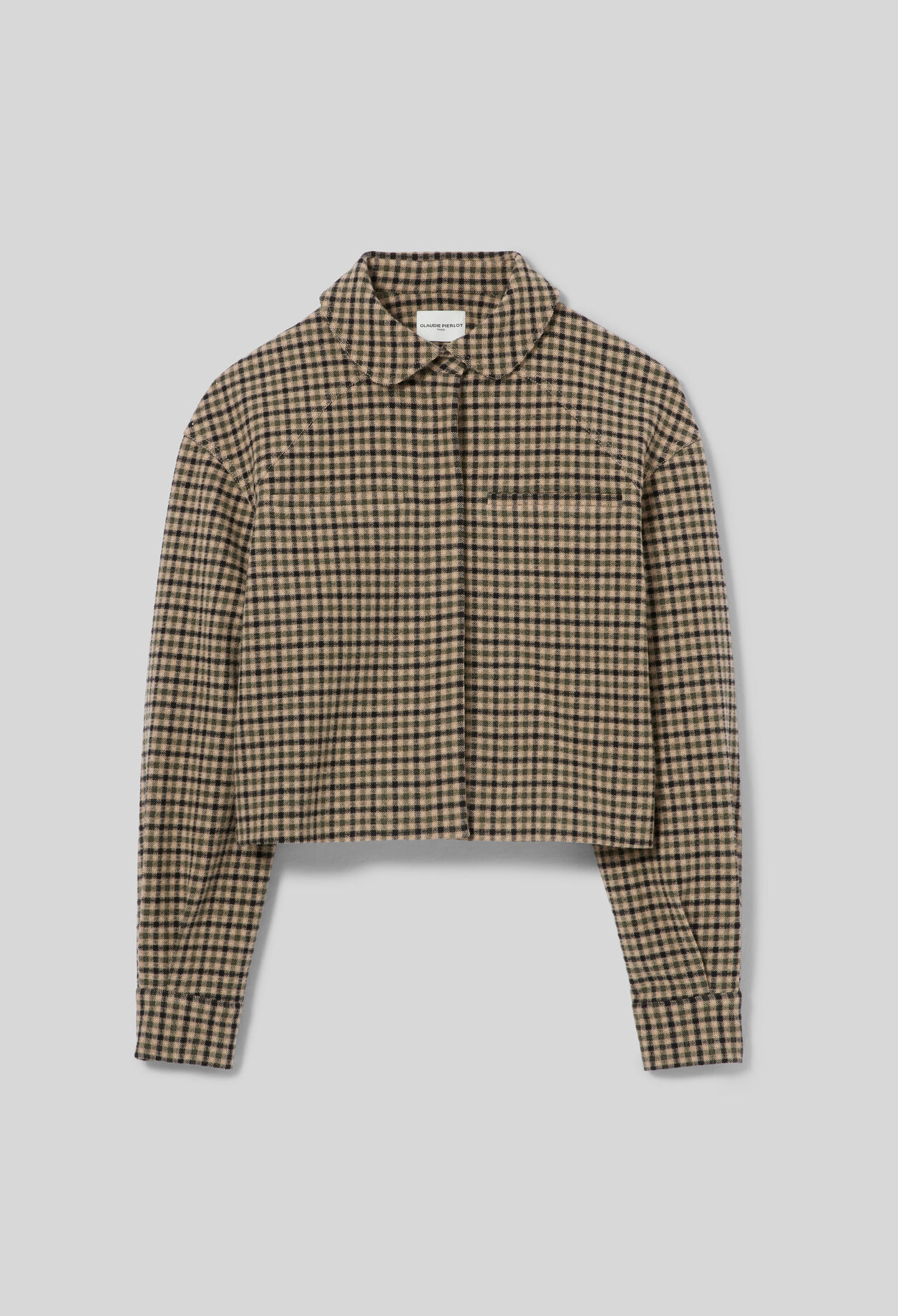 Short checked wool blend jacket