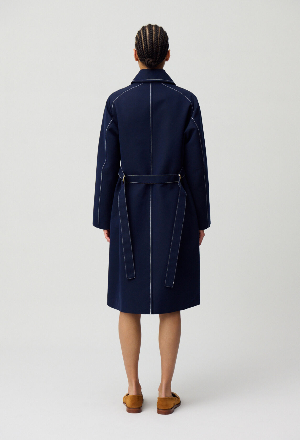 Belted mid-length trench