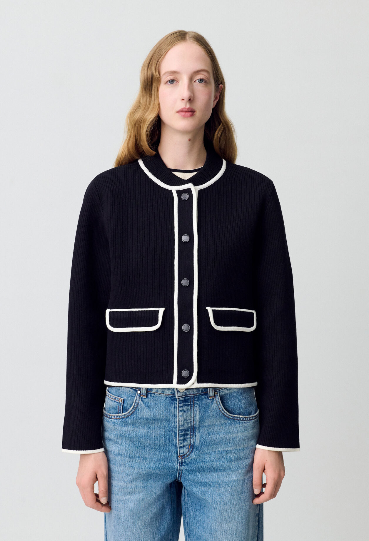 Cardigan épais bicolore