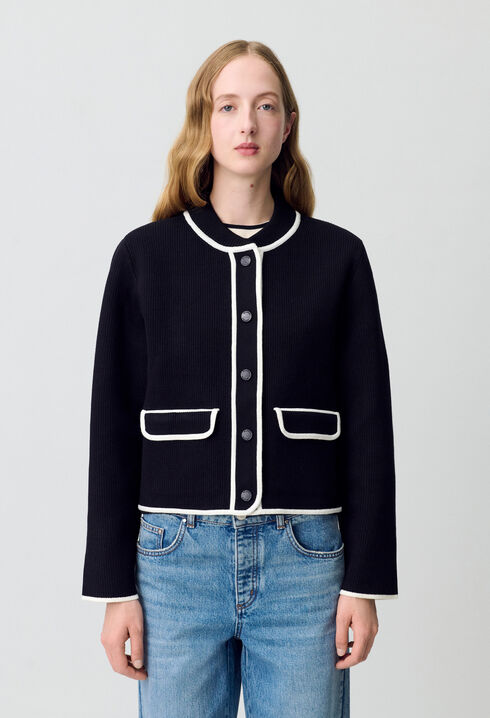 Cardigan épais bicolore