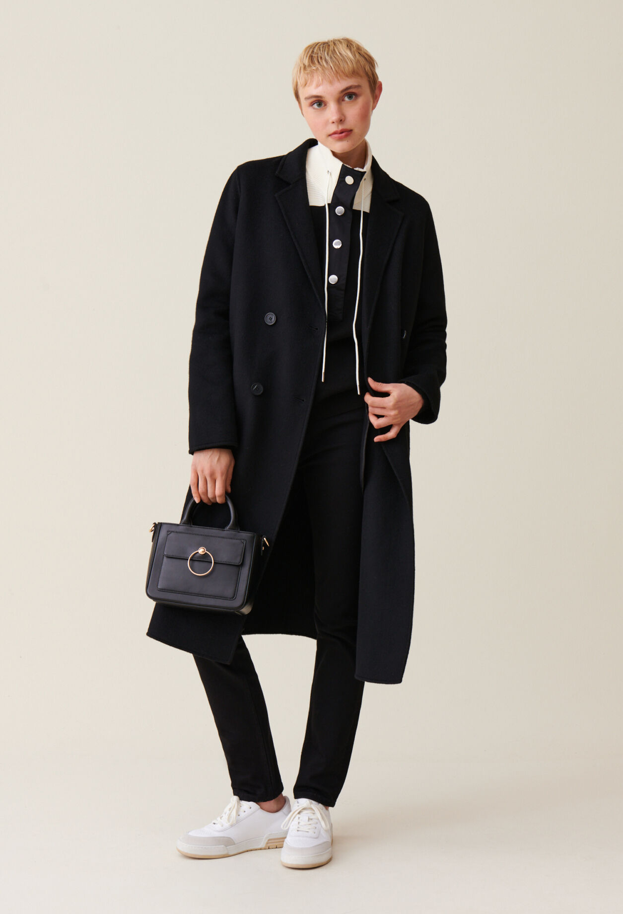 Manteau noir classique femme discount