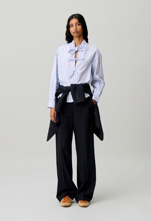 Striped poplin blouse