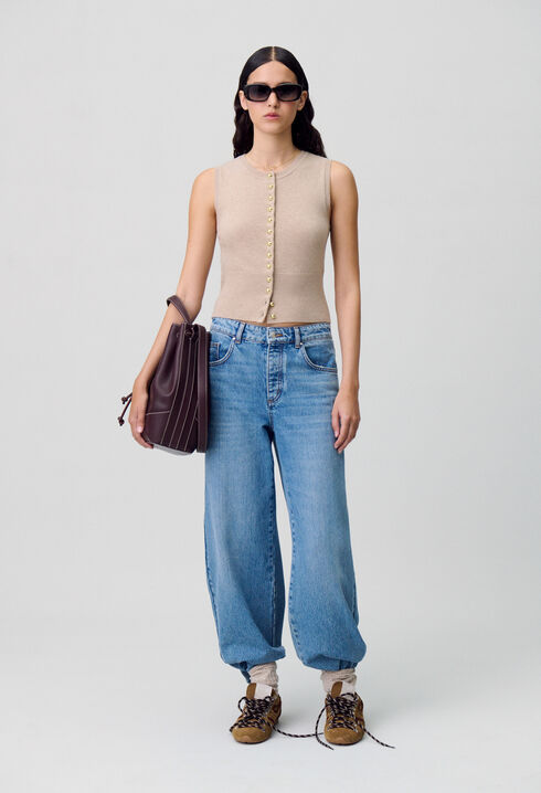 Top maille boutonné