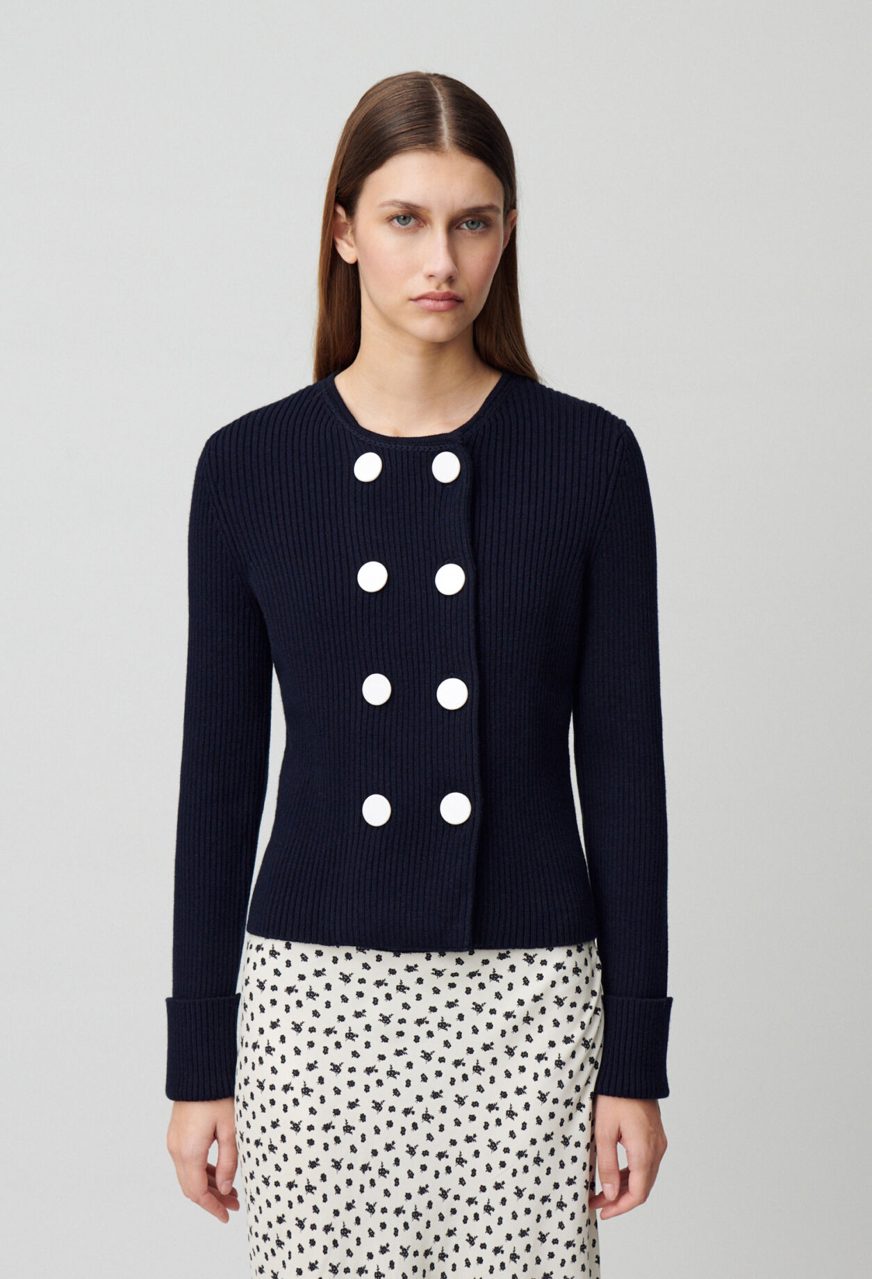 Buttoned wool-blend cardigan