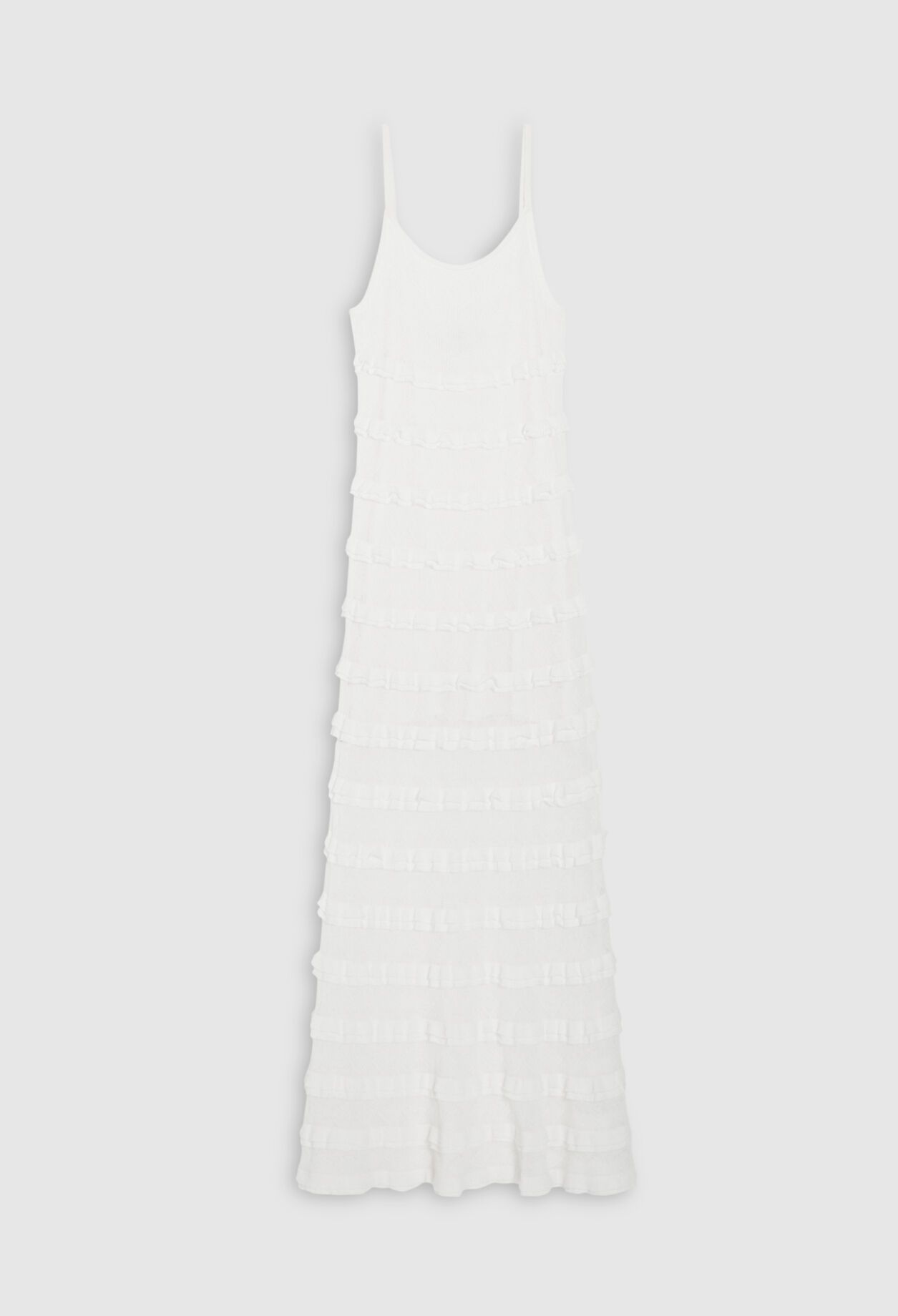 Langes Kleid mit Volants, ecru