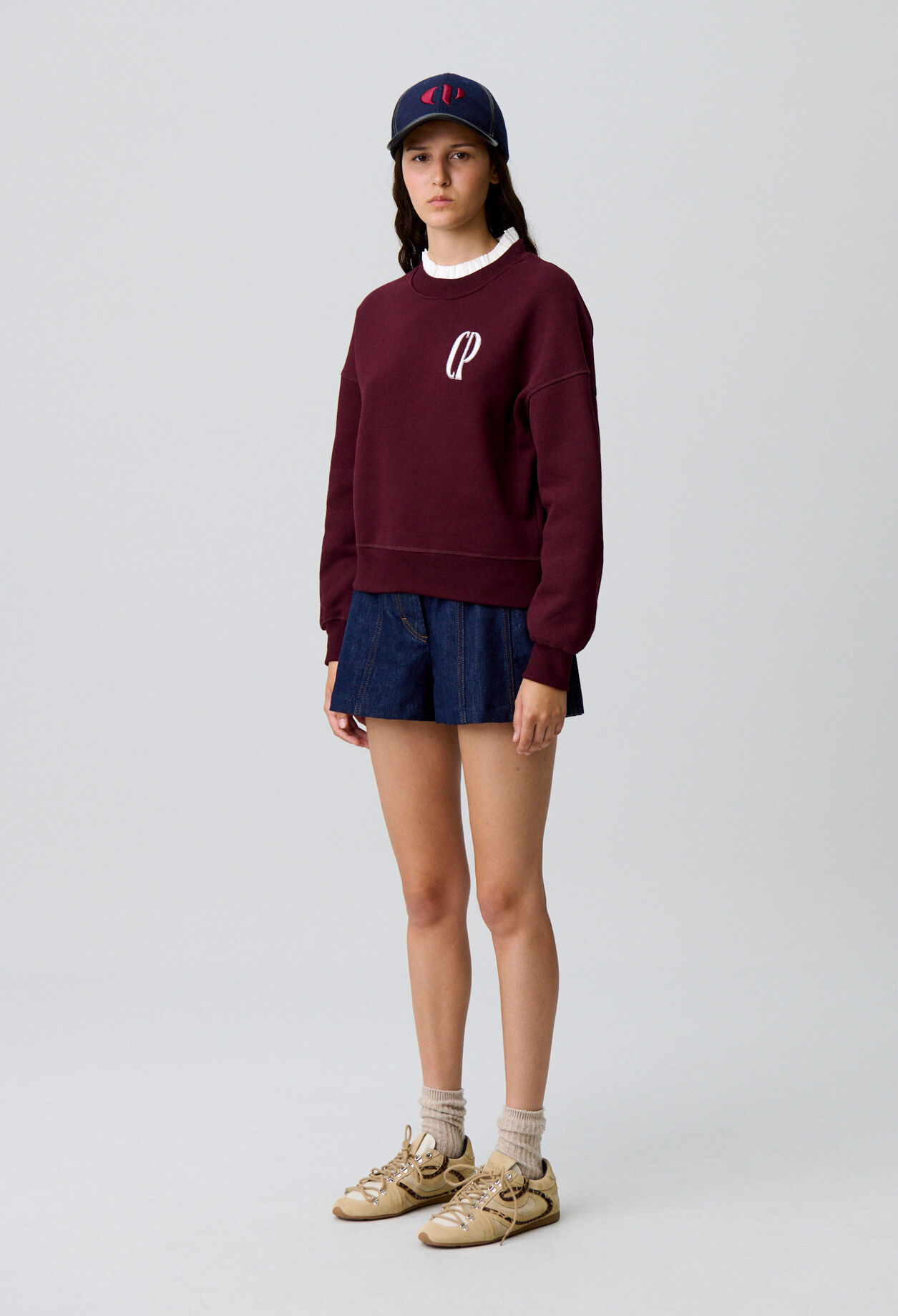 Baumwoll-Sweatshirt mit Kragen