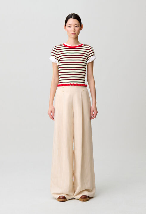 Weite Anzughose aus Viskose-Leinen