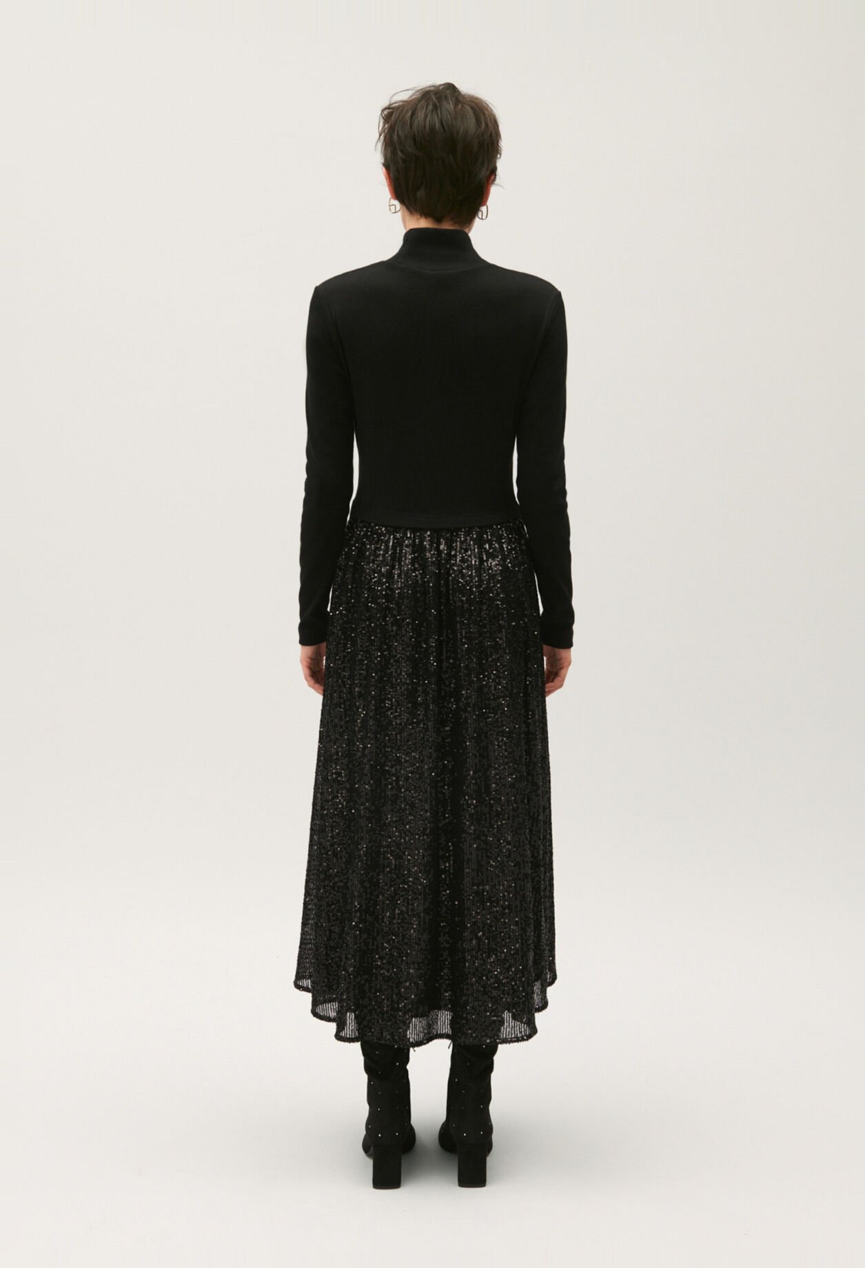Kleid aus zwei Materialien Pailletten