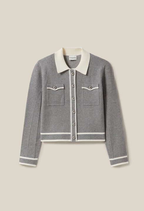 Light grey collared cardigan