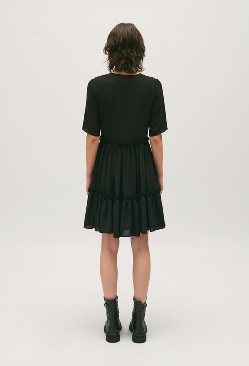 Short black ruffled dress