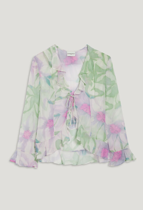 Watercolour print silk blouse