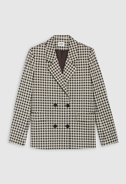 Two-tone vichy suit jacket