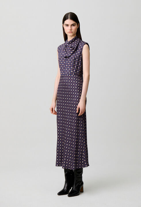 Flowy scarf neck dress