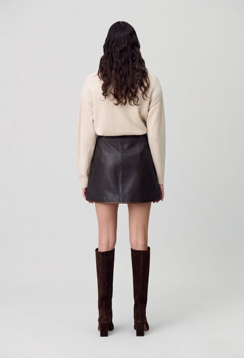Short A-line Leather Skirt