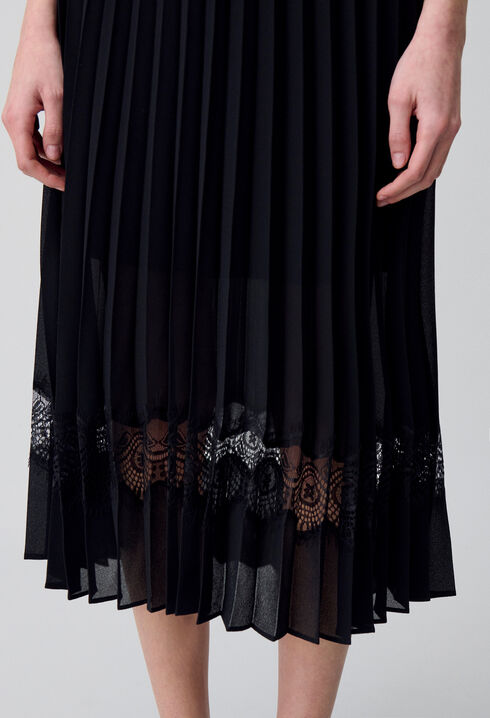 Twist Zweifarbige Midikleid  schwarz