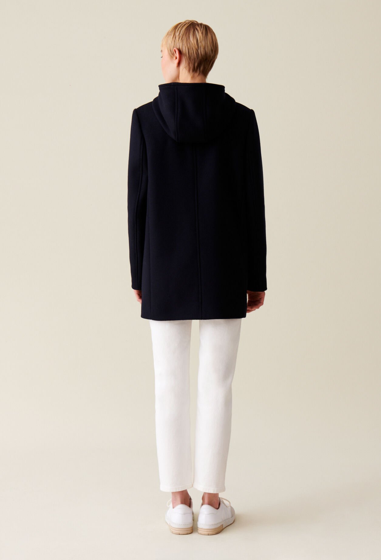 Black hooded coat