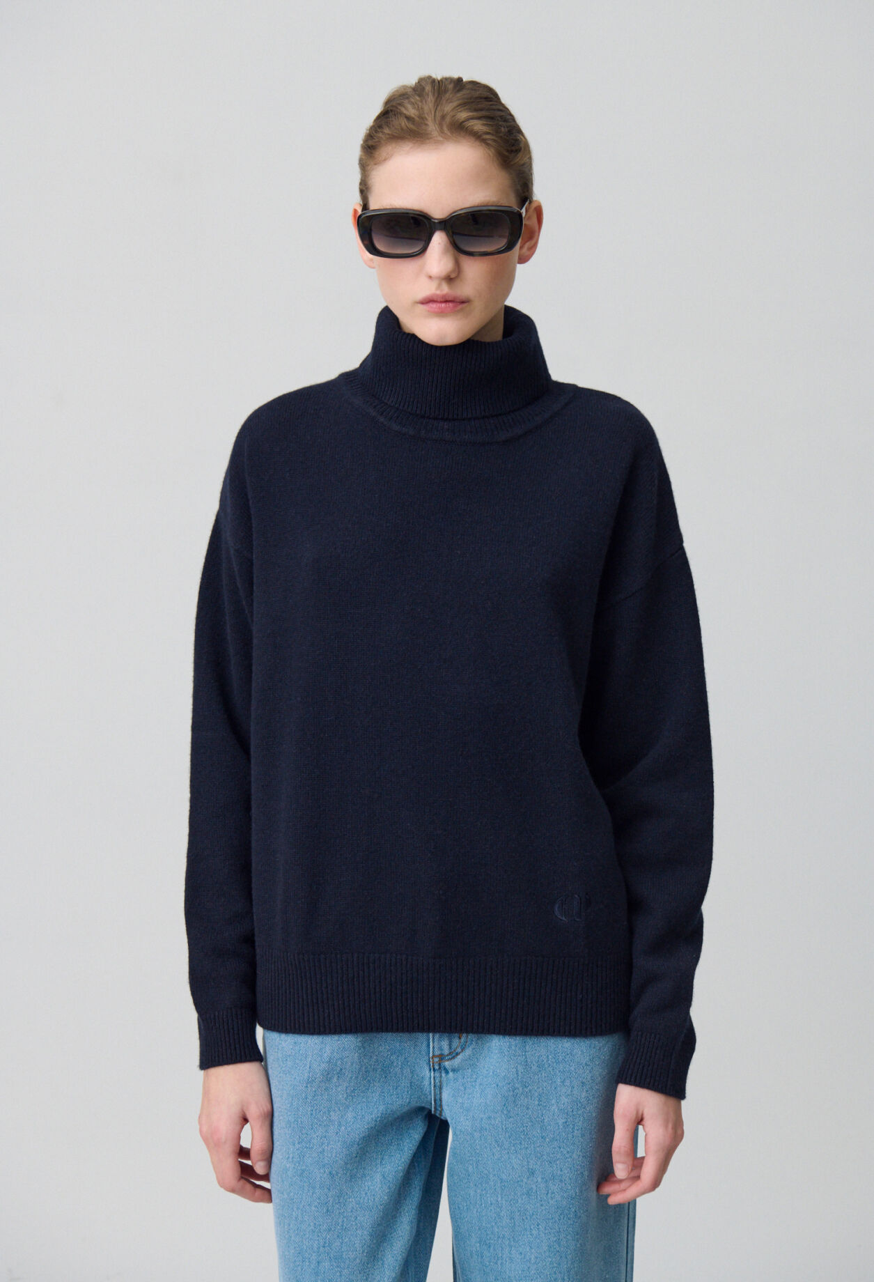 Pull cachemire bleu marine