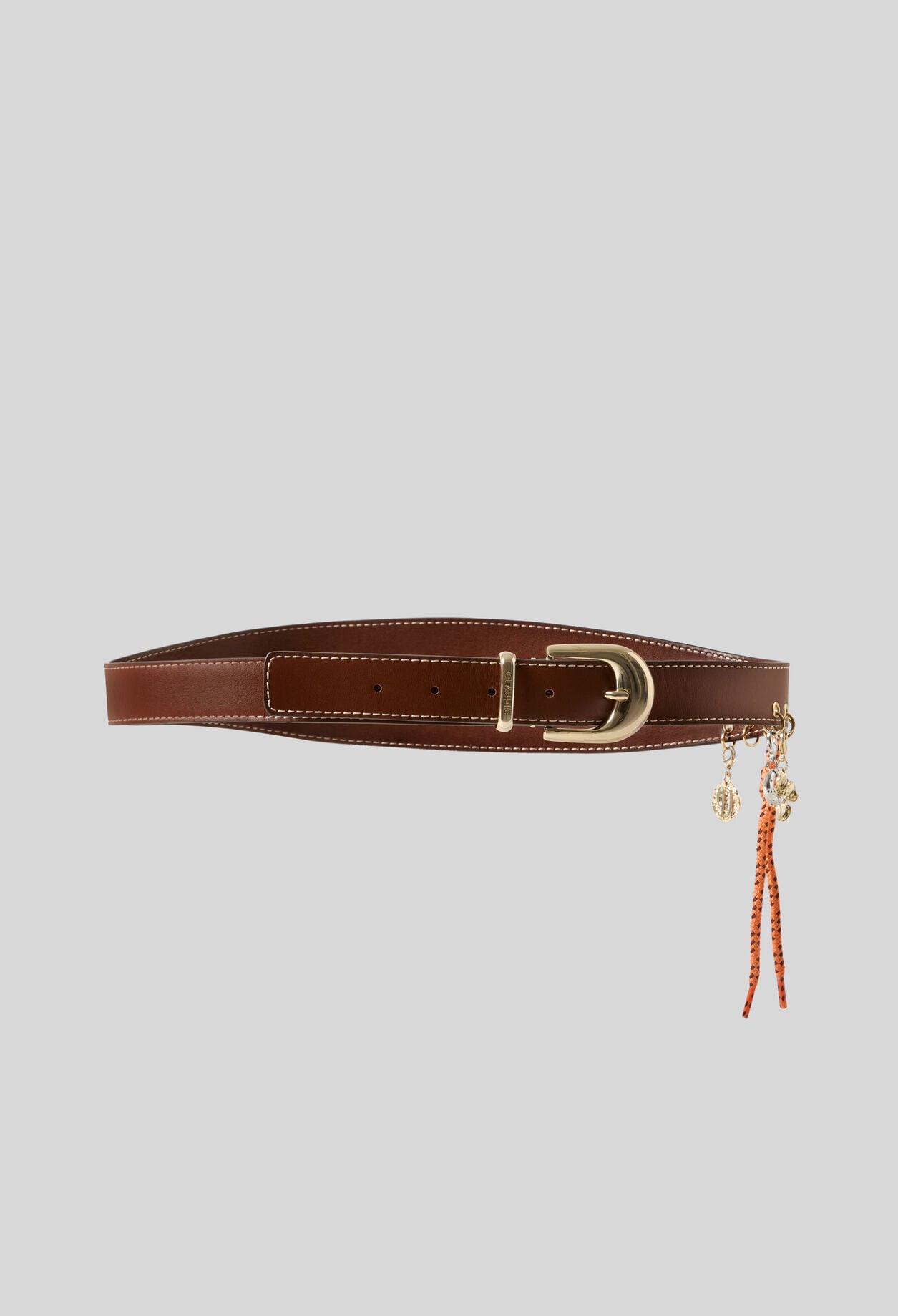 Ceinture cuir &oelig;illets charms