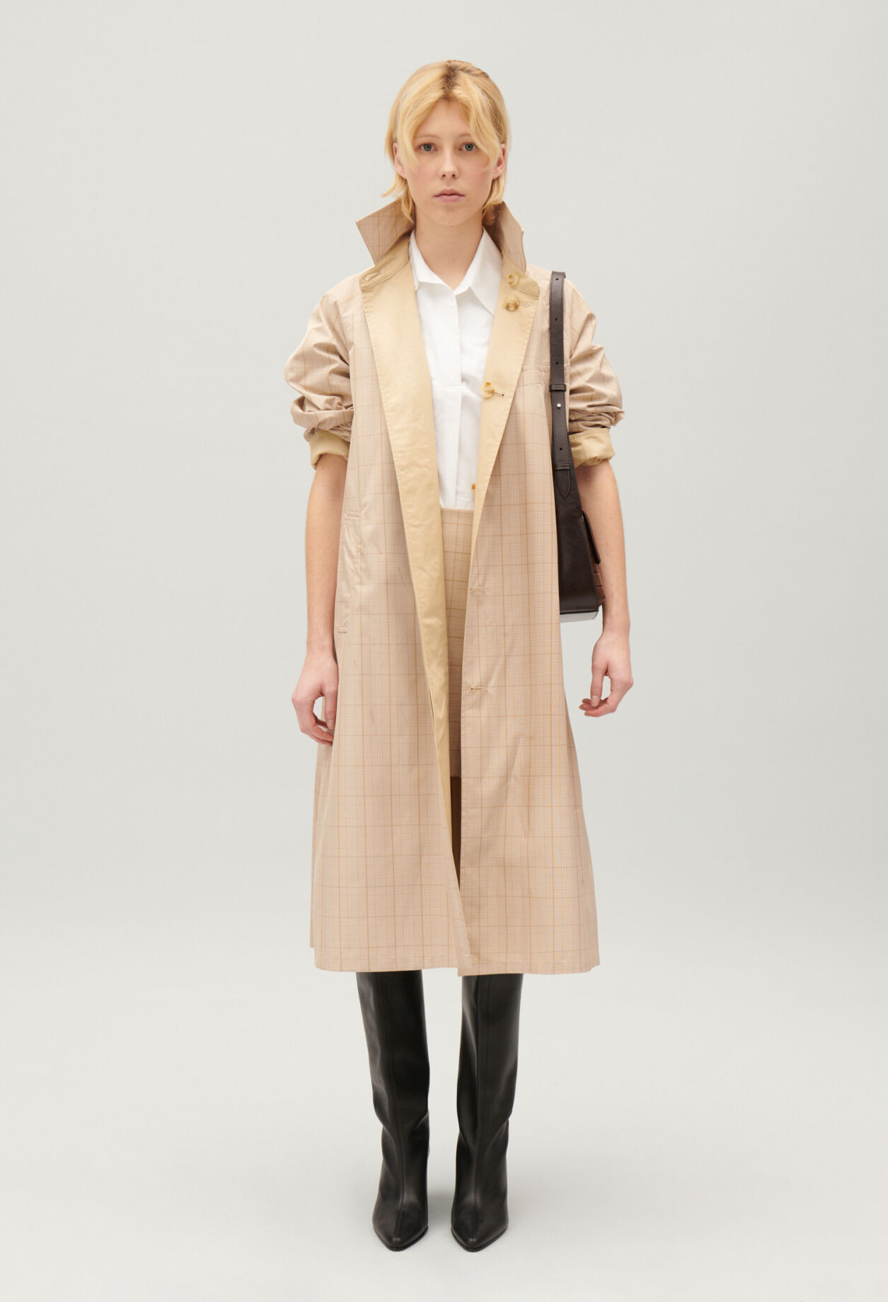 Manteau réversible mi-long beige