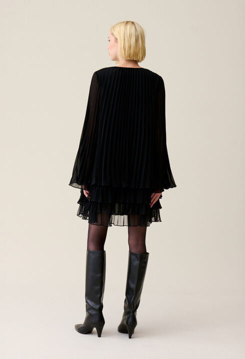 Black ruffled short dress