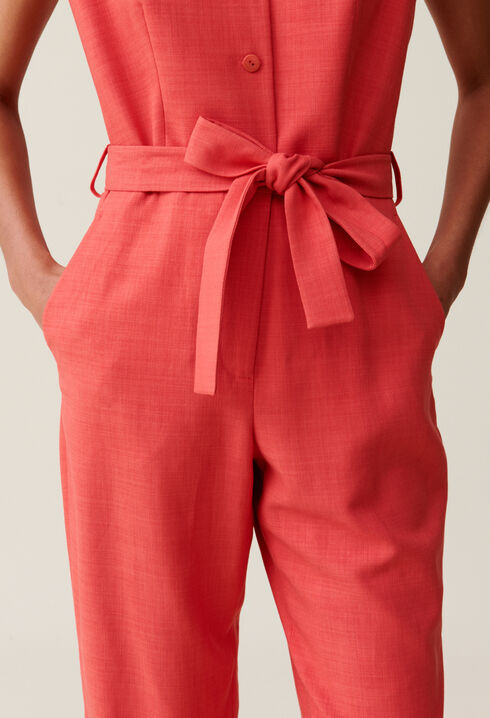 Jumpsuit mit Gürtel terracotta