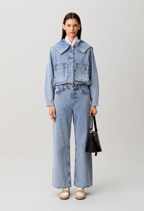 Wide-leg denim jeans