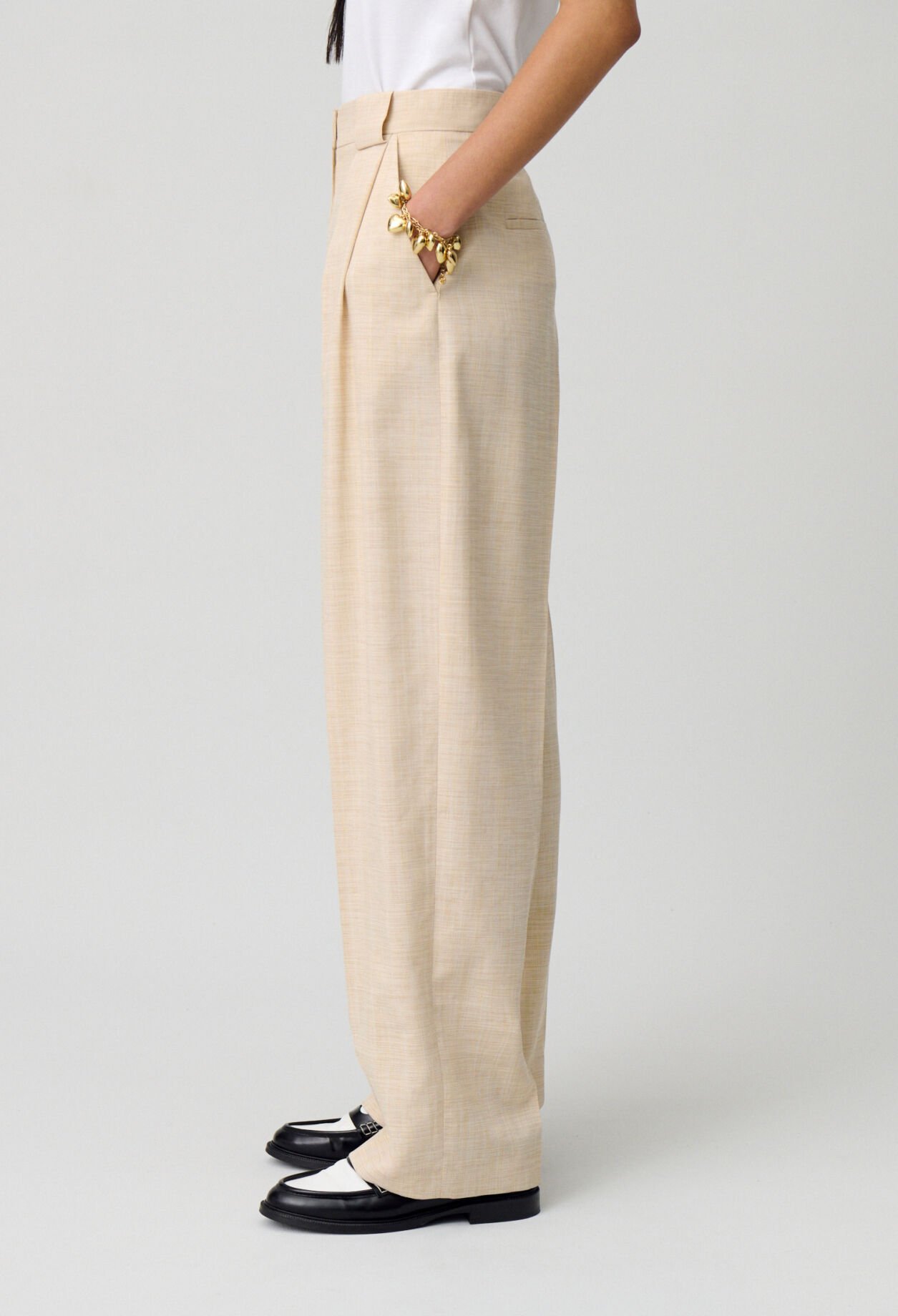 Pantalon large taille haute