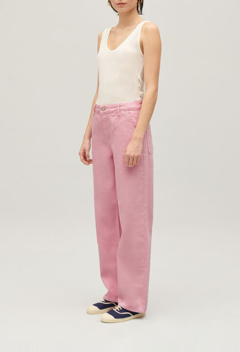 Pink Pierre cargo straight-leg jeans