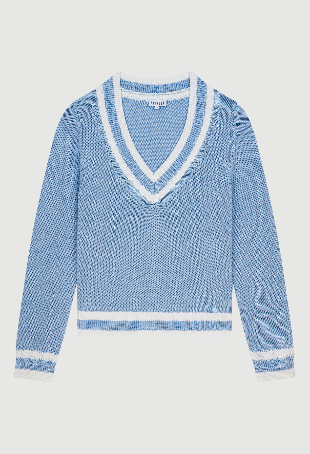 Hellblauen Leinenpullover