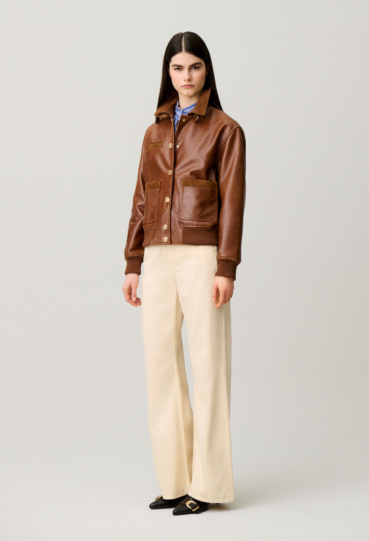Weiter Lederblouson