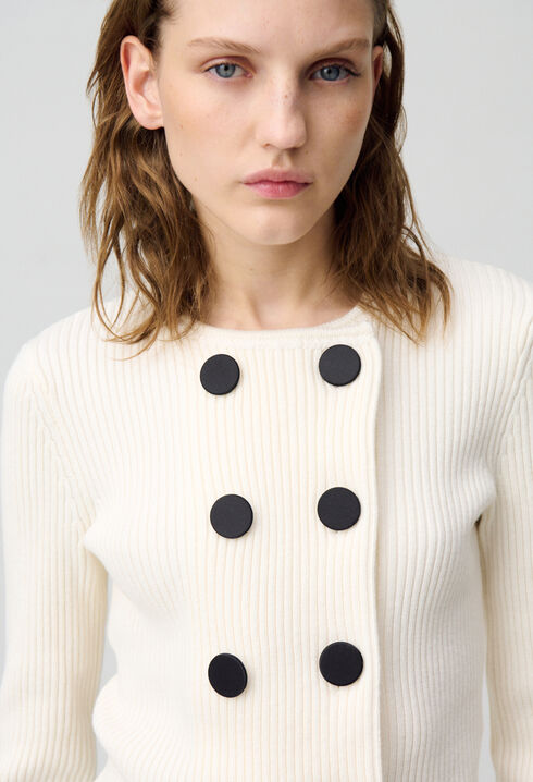 Cardigan laine mélangée boutonné